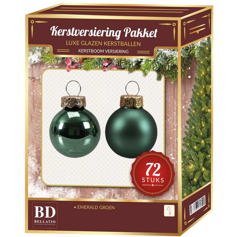 Glazen Kerstballen set 72-delig Emerald groen Top Merken Winkel